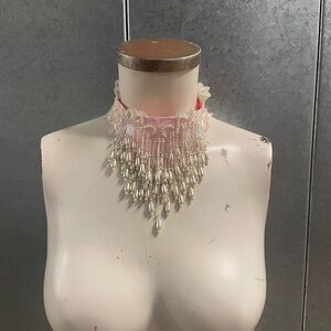 Elegant Pearl and Pink Choker Necklace